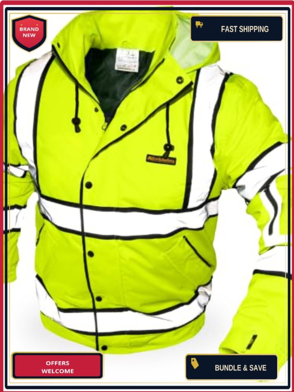 Hi Vis Reflective Bomber Jacket Class 3 ANSI OSHA Safety Workwear Insulated PPE